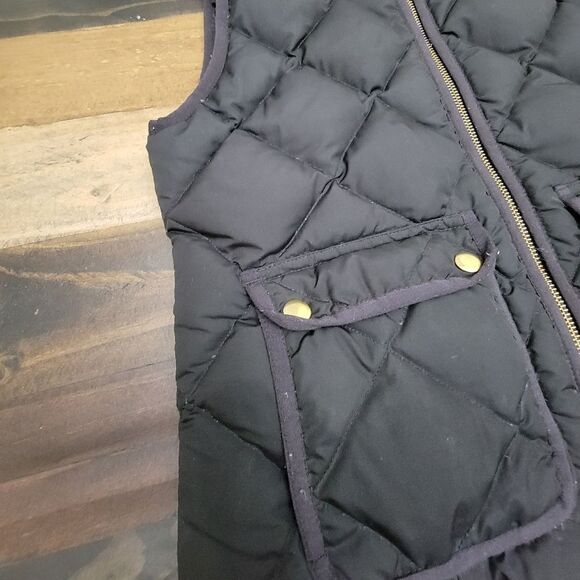 J Crew Black Vest Front Full Zipper Two Front Buttoned Pockets | Size PS - Picture 3 of 8